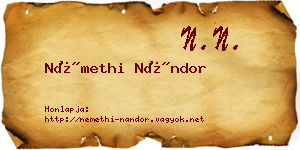 Némethi Nándor névjegykártya